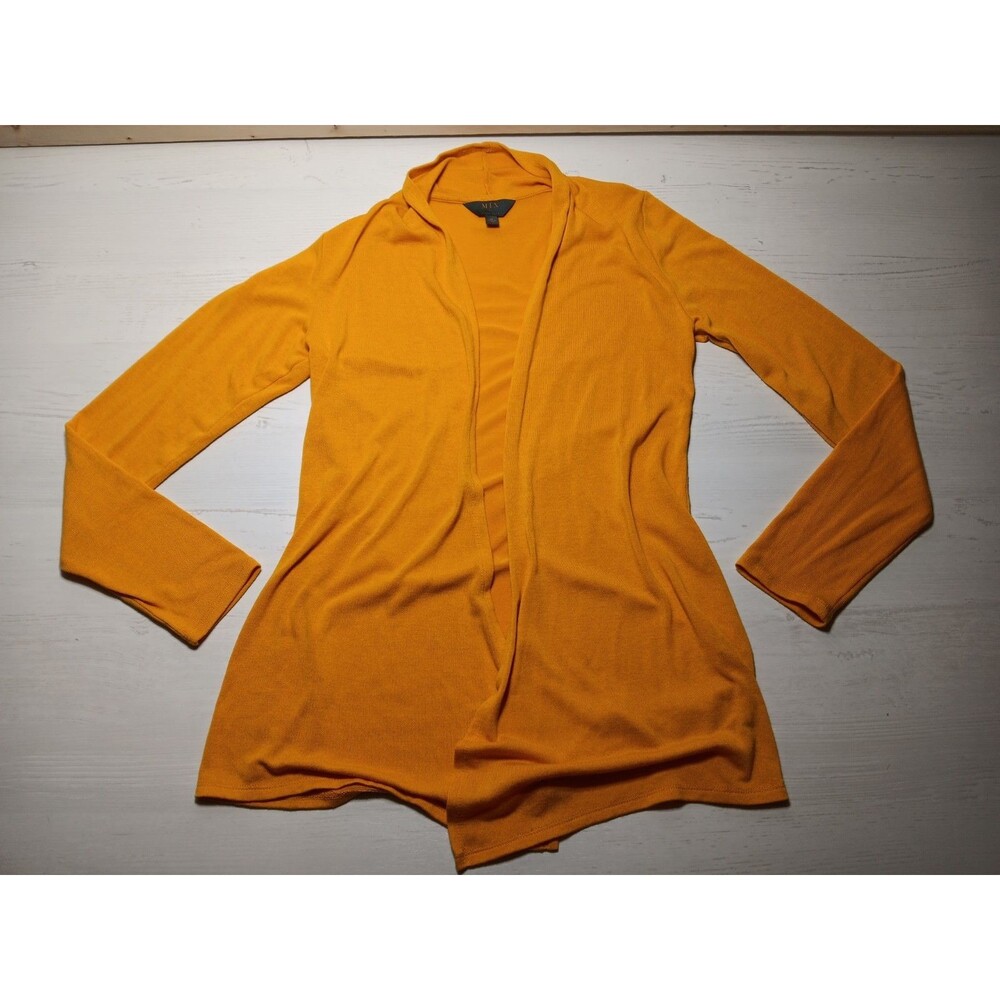 Mix By 41 Hawthorne Women's Open Cardigan Sweater Size Medium Yellow Lightweight
